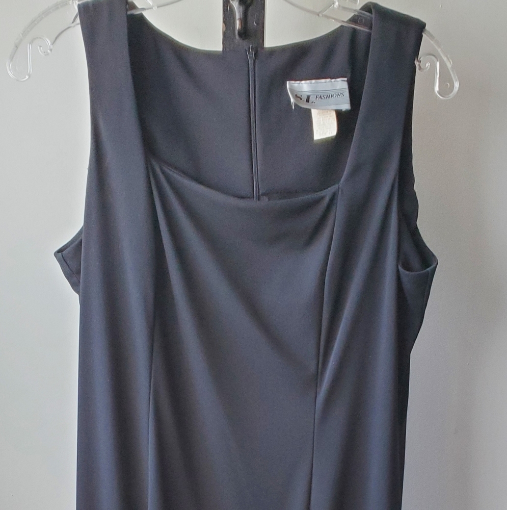 Floor length basic black dress